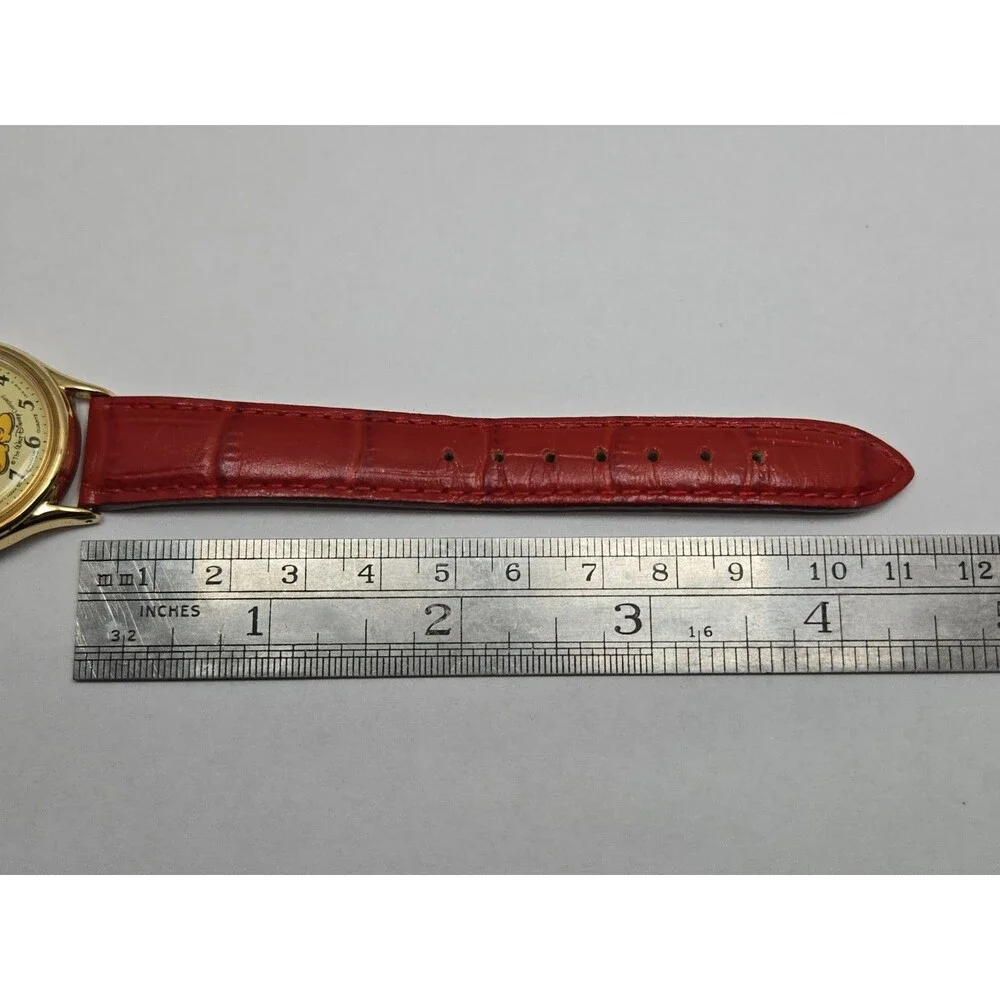 Vintage Lorus Disney Mickey Mouse Gold Tone Quartz Watch Leather 80s New Battery
